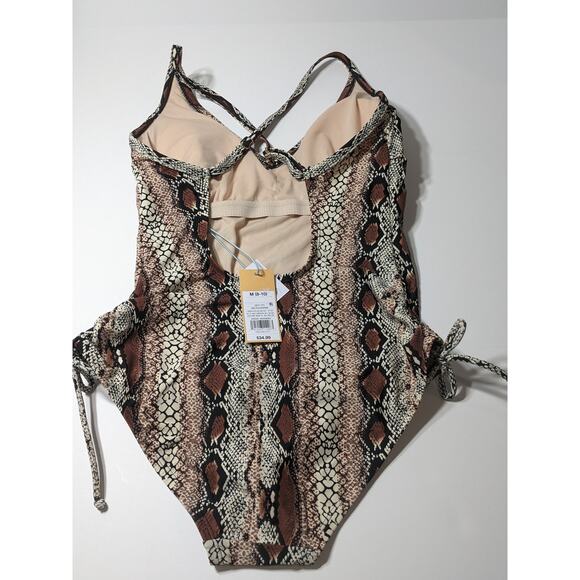 Kona Sol One Piece Swimsuit M 8-10‎ Women's Animal Print Medium Coverage Snake - Picture 5 of 10